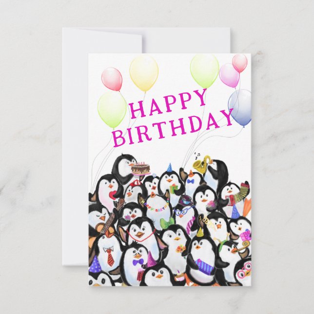 Tarjeta de cumpleaños Penguins (Anverso)