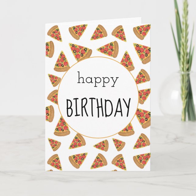 Tarjeta de cumpleaños Pepperoni Pizza Fiesta (Anverso)