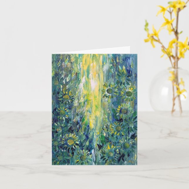 Tarjeta de cumpleaños pequeña de 4" x 5,6" (flor amarilla)