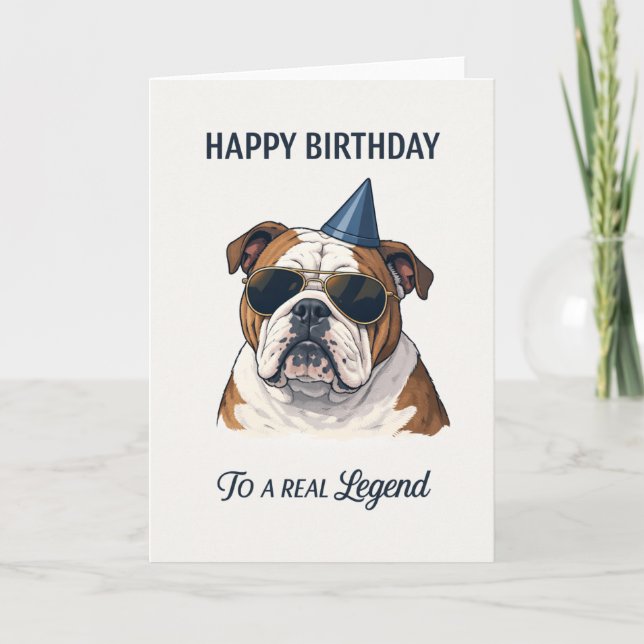 tarjeta de cumpleaños perro bulldog inglés feliz (Anverso)