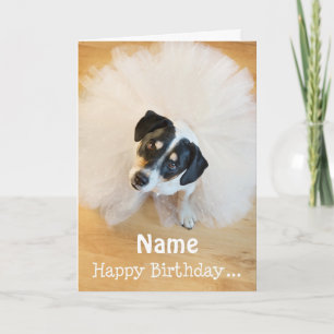 Tarjeta de cumpleaños - perro que usa Tutu