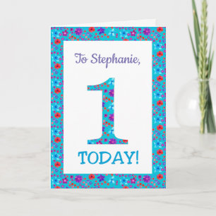 Tarjeta de cumpleaños personalizable con flores az