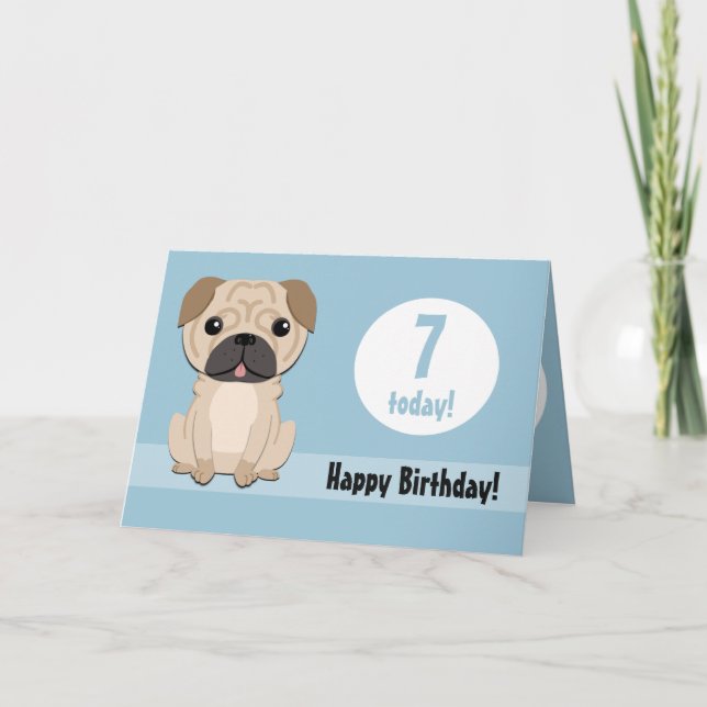 Tarjeta de cumpleaños personalizable Cute Pug (Anverso)