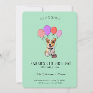 Tarjeta de cumpleaños personalizable de Corgi con