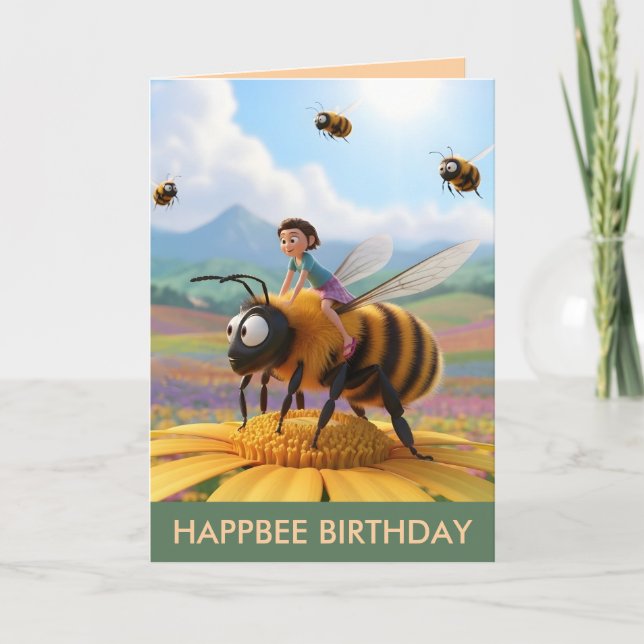 Tarjeta de cumpleaños personalizable de Happbee (Anverso)