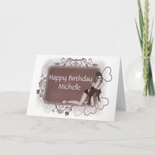 Tarjeta de cumpleaños personalizable para chica gó (Anverso)