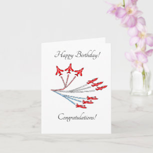 Tarjeta de cumpleaños personalizable Red Jet Plane