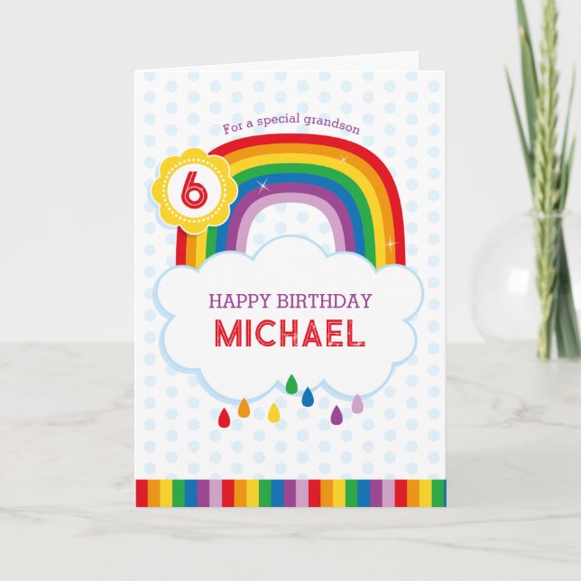 Tarjeta de cumpleaños personalizada arcoíris para  (Anverso)