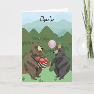 Tarjeta de cumpleaños personalizada Beary Happy Bi
