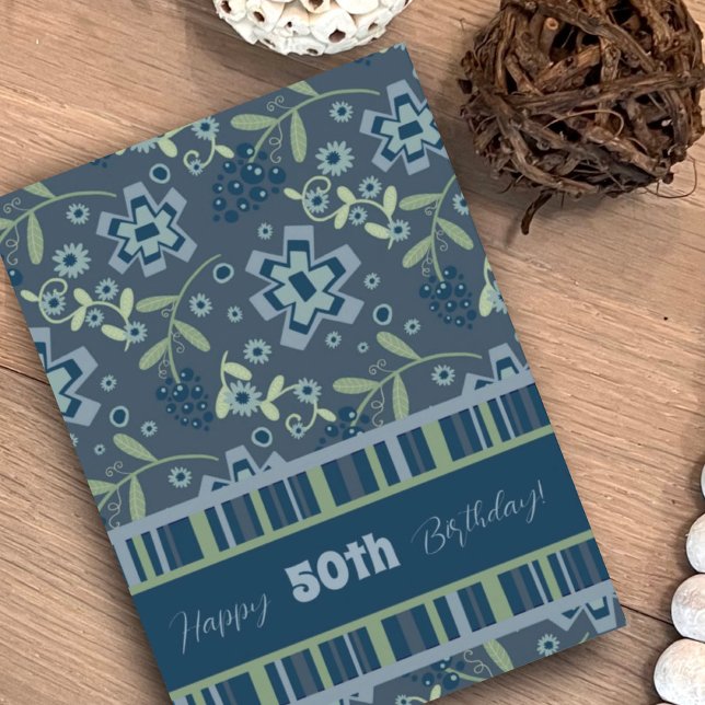 Tarjeta de cumpleaños personalizada Blue Floral Mo (Subido por el creador)