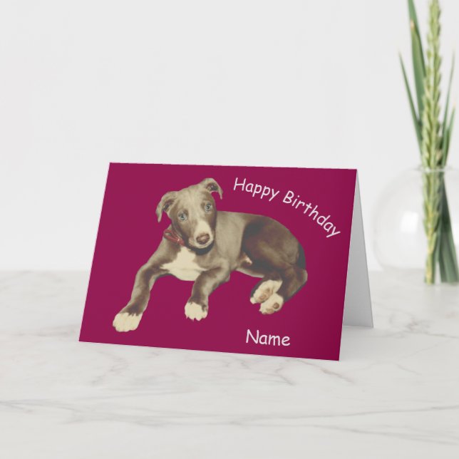 Tarjeta de cumpleaños personalizada Blue Greyhound (Anverso)