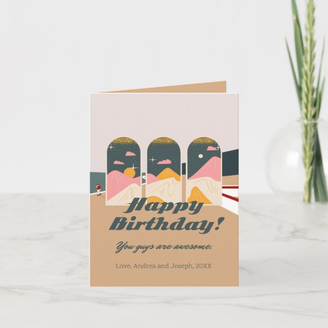 Tarjeta de cumpleaños personalizada Boho Futurdeli (Anverso)