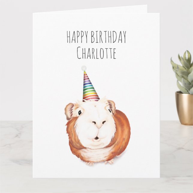 Tarjeta de cumpleaños personalizada - Cerdo de Gui (Planta pequeña)