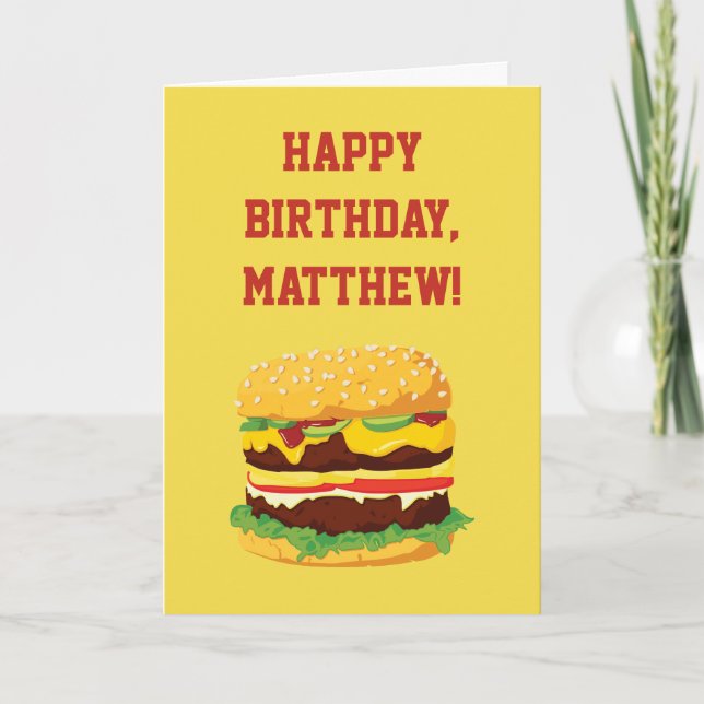 Tarjeta de cumpleaños personalizada Cheeseburger e (Anverso)