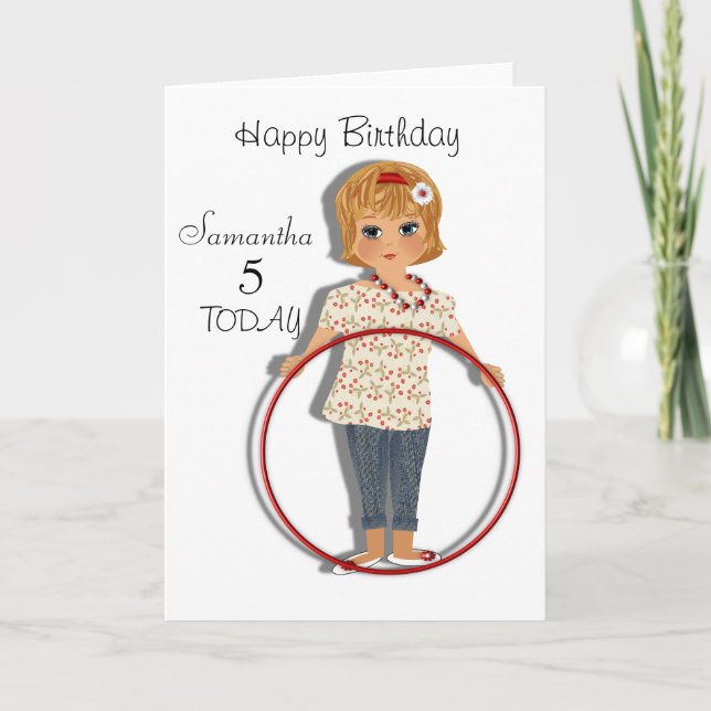 Tarjeta de cumpleaños personalizada chica lindo (Anverso)