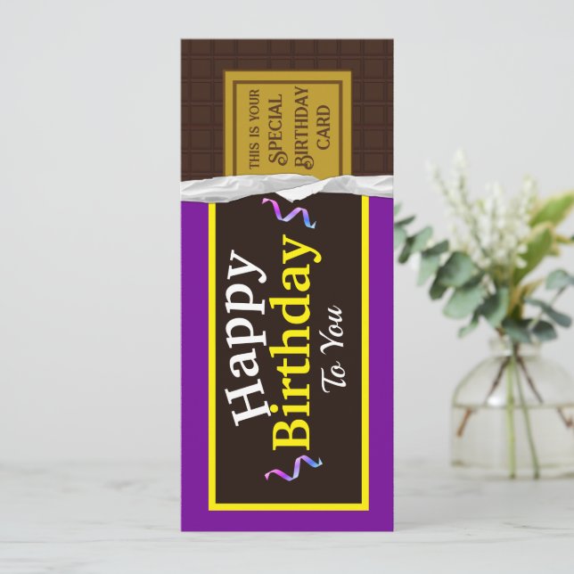 Tarjeta de cumpleaños personalizada Chocolate Cand (Anverso de pie)