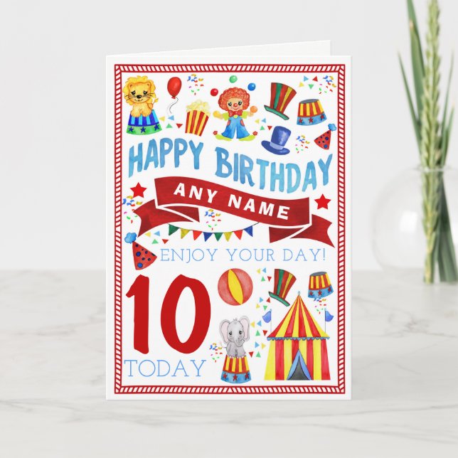 Tarjeta de cumpleaños personalizada Circus Clown (Anverso)