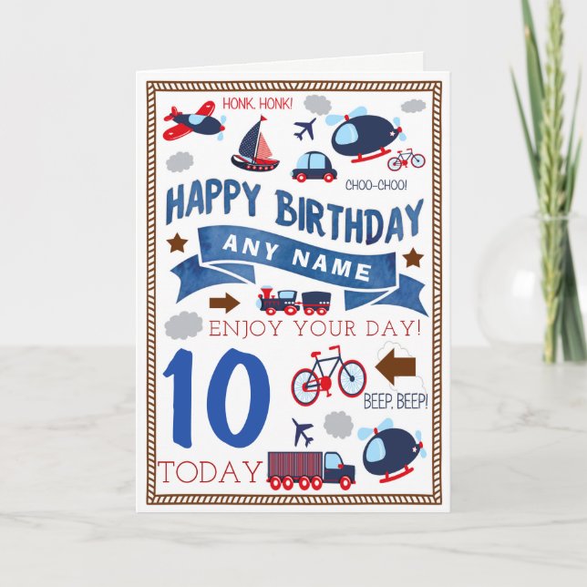Tarjeta de cumpleaños personalizada coche plano (Anverso)