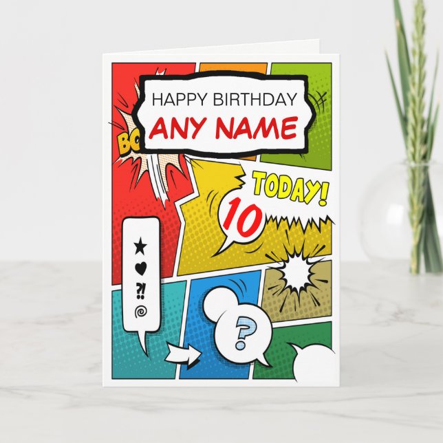 Tarjeta de cumpleaños personalizada cómic del (Anverso)