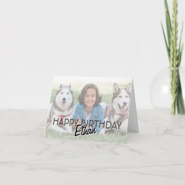 Tarjeta de cumpleaños personalizada con foto moder (Anverso)