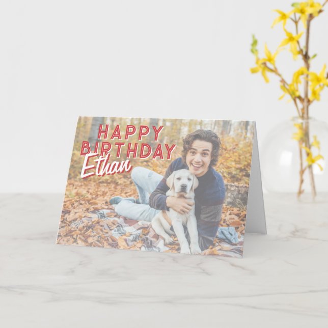 Tarjeta de cumpleaños personalizada con foto para  (flor amarilla)