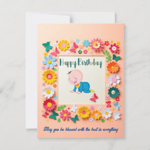 Tarjeta de cumpleaños personalizada con marco flor