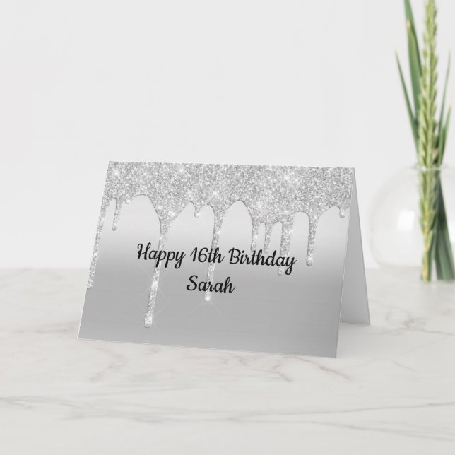 Tarjeta de cumpleaños personalizada con purpurina  (Anverso)