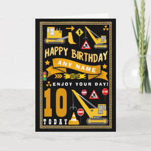 Tarjeta de cumpleaños personalizada construcción