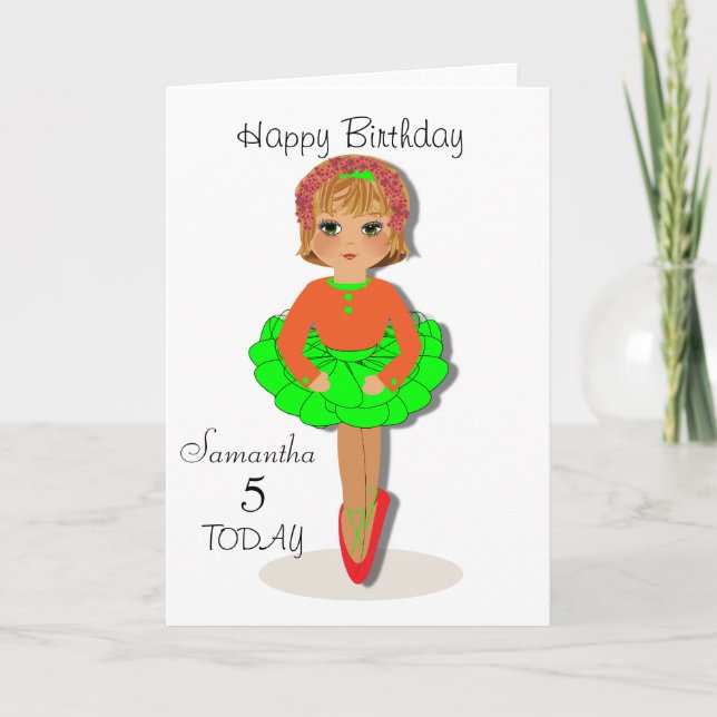 Tarjeta de cumpleaños personalizada Cute Ballerina (Anverso)