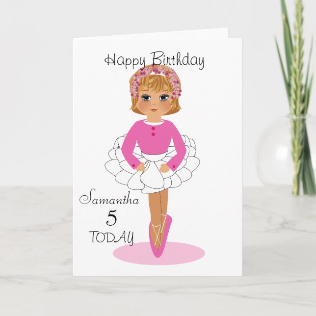 Tarjeta de cumpleaños personalizada Cute Ballerina (Anverso)