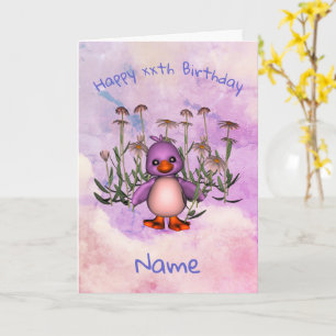Tarjeta de cumpleaños personalizada Cute Purple Bi