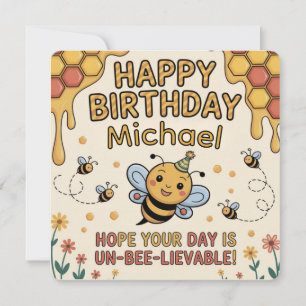 Tarjeta de cumpleaños personalizada de abeja - Tem