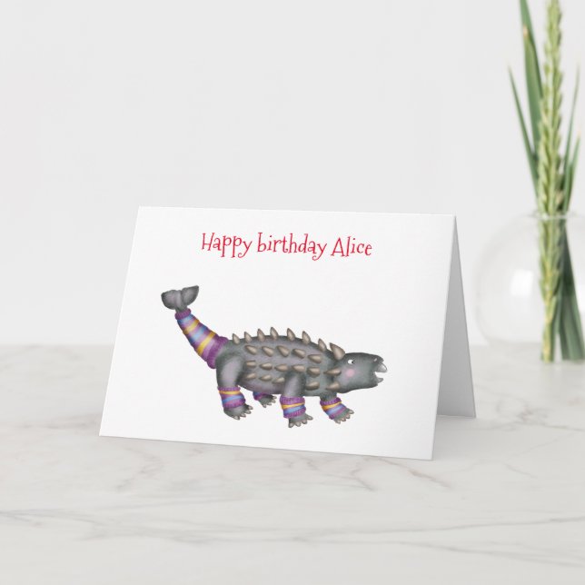 Tarjeta de cumpleaños personalizada de Ankylosauro (Anverso)