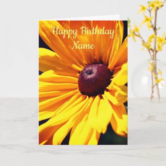 Tarjeta de cumpleaños personalizada de Black Eyed  (flor amarilla)