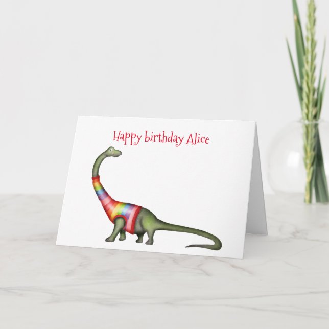 Tarjeta de cumpleaños personalizada de Brontosauru (Anverso)