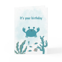 Tarjeta de cumpleaños personalizada de cangrejo ad