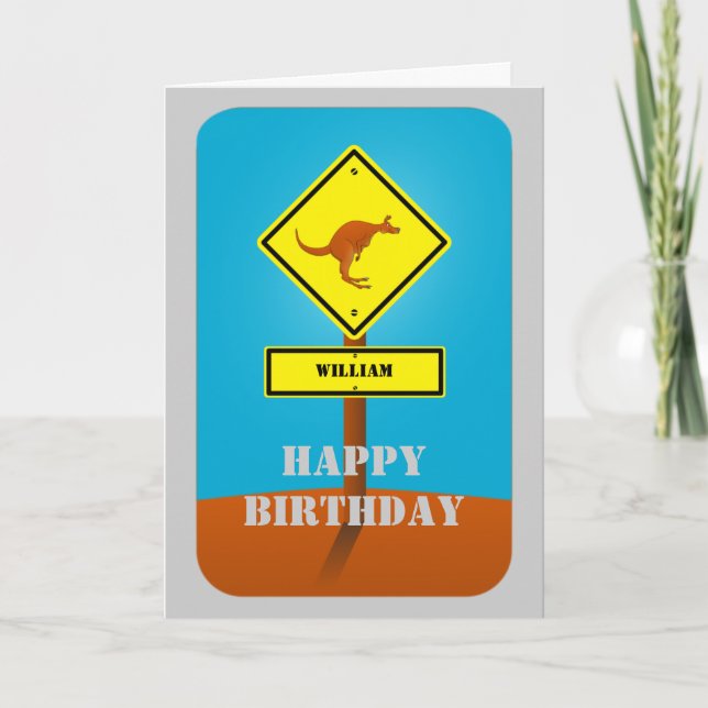 Tarjeta de cumpleaños personalizada de canguro (Anverso)