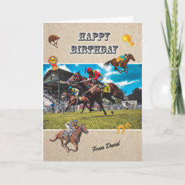 Tarjeta de cumpleaños personalizada de carreras de