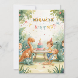 tarjeta de cumpleaños personalizada de dinosaurio