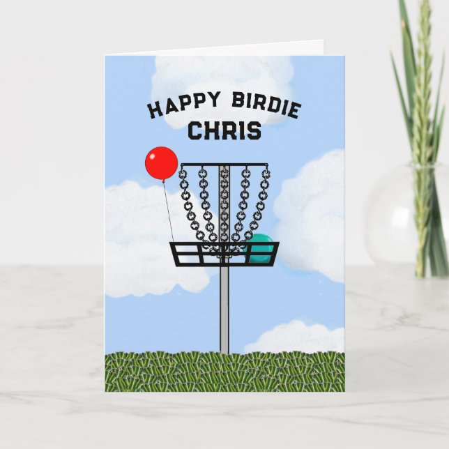 Tarjeta de cumpleaños personalizada de Disk Golf (Anverso)