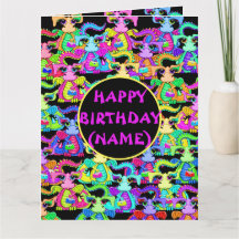 Tarjeta de cumpleaños personalizada de dragón colo