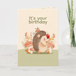 Tarjeta de cumpleaños personalizada de erizo lindo