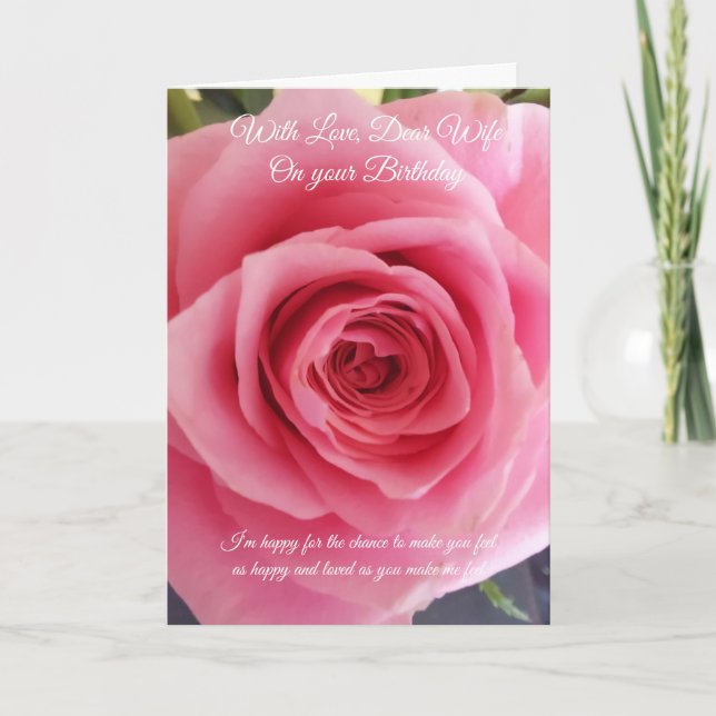 Tarjeta de cumpleaños personalizada de esposa rosa (Anverso)