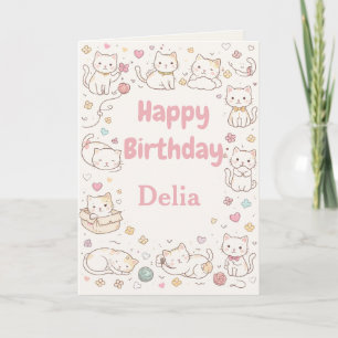 Tarjeta de cumpleaños personalizada de gatitos lin