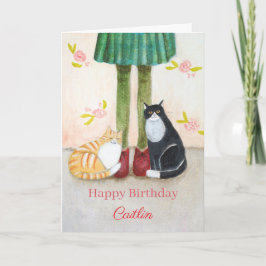 Tarjeta de cumpleaños personalizada de gato atigra