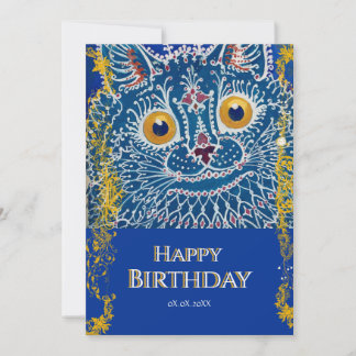 Tarjeta de cumpleaños personalizada de gato azul m