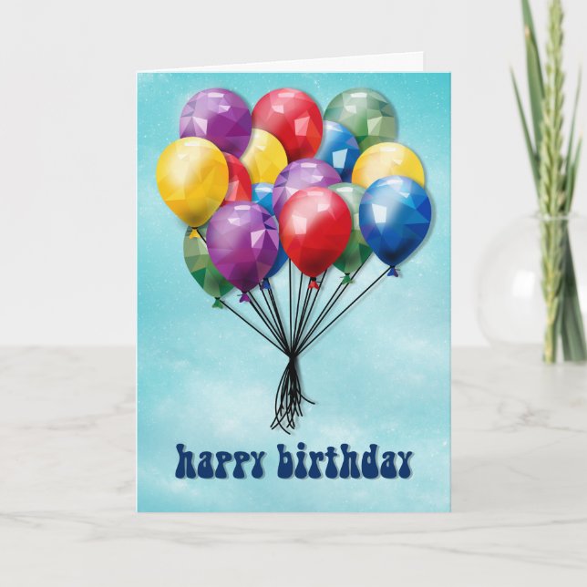 Tarjeta de cumpleaños personalizada de globos Low- (Anverso)