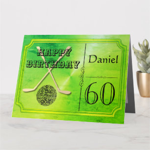 Tarjeta de cumpleaños personalizada de golf para 6