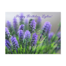 Tarjeta de cumpleaños personalizada de lavanda