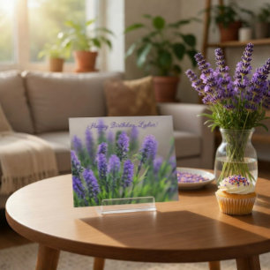 Tarjeta de cumpleaños personalizada de lavanda